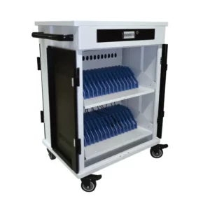 Chariot multimédia Cartice 30 ouvert avec compartiments coulissants pour tablettes et PC portables